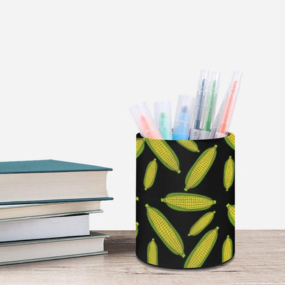 UTRSIFB Pen Holder Leather Pencil, Holder Cup Makeup Brush Storage Organizer, Waterproof Multifunctional Office Supplies Corn
