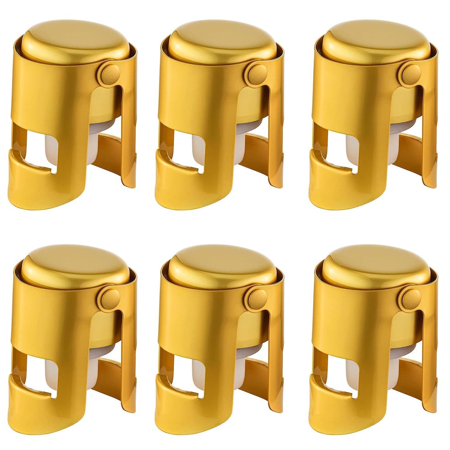 BETTFOR Champagne Stoppers with Stainless Steel Champagne Saver with Food Grade Silicone Leak proof Keep Fresh Suitable for Champagne, Cava, Prosecco and Sparkling(Gold, 6 Pack)