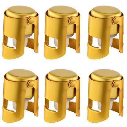BETTFOR Champagne Stoppers with Stainless Steel Champagne Saver with Food Grade Silicone Leak proof Keep Fresh Suitable for Champagne, Cava, Prosecco and Sparkling(Gold, 6 Pack)