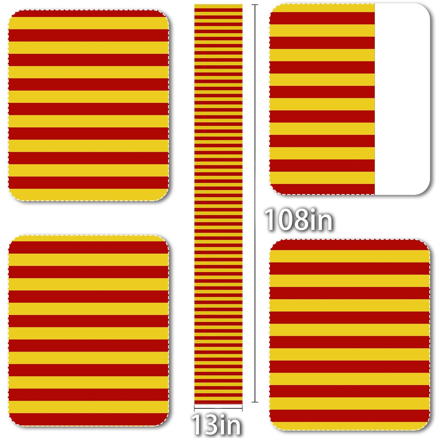 Vohado Wizard Table Runner Red Golden Stripes Magical Party Decoration Halloween Witch Birthday Dining Room Home Kitchen Island Decor (13" x 108")