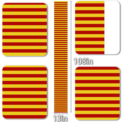 Vohado Wizard Table Runner Red Golden Stripes Magical Party Decoration Halloween Witch Birthday Dining Room Home Kitchen Island Decor (13" x 108")