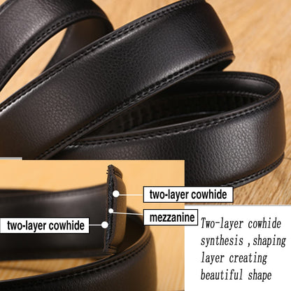DIANKUZHAN Black belt men Leather Ratchet Casual Work Business With Removable buckle,Perfect Fit Waist Size up to 47 inches (black)