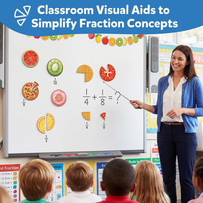 Aizweb Magnetic Fraction Tiles & Circles Set,Bars,Magnetic Fraction Educational Puzzle,Montessori Math Manipulatives,Fraction Learning Games for Elementary Classroom Homeschool Supplies