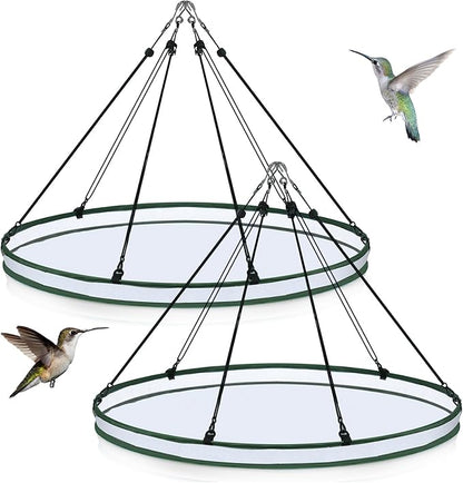 FoldTier 2 Pieces 30 Inch Universal Wild Bird Seed Catcher Hanging Hoop Platform Bird Seed Catcher Tray for Hummingbird Feeders Bee Feeder Outdoor Garden Accessories