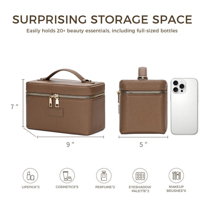 Makeup Bag Vanity Case for Women – Portable Cosmetic Bag Makeup Bag Organizer Travel Toiletry Bag with Removable Divider