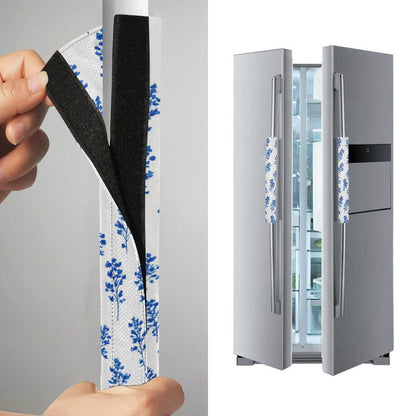 QwThum Small Bluebonnet Flower Refrigerator Handle Covers Set of 2 Door Handle Covers for Fridge Oven Microwave Appliance Washable Decor Non-Slip Dishwasher Door Cloth Protector 14x5.5in