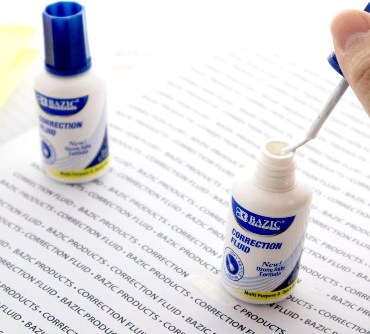 BAZIC Metal Tip Correction Pen & Correction Fluid (2/Pack) (Case of 144)