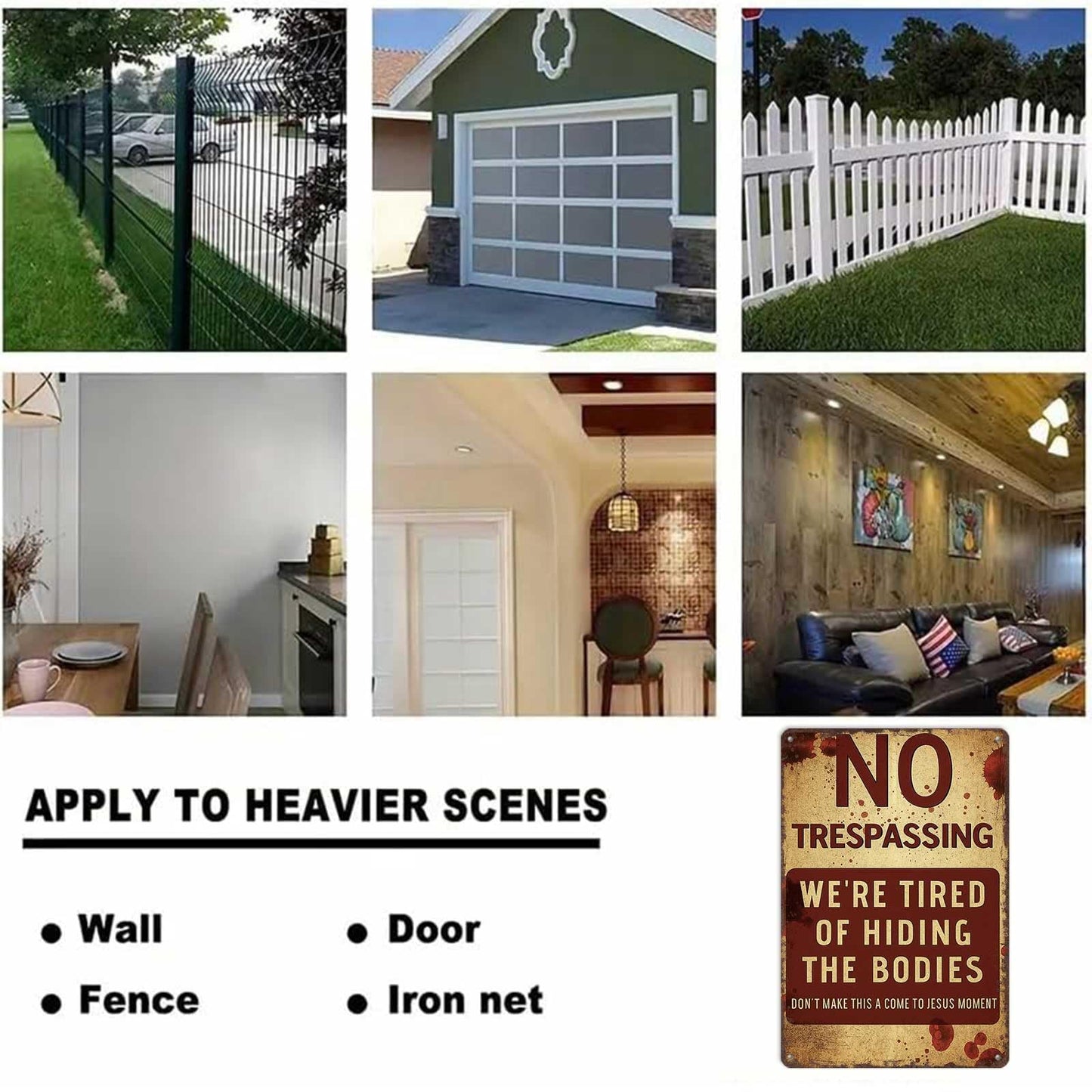 No Trespassing Halloween Sign for Outdoor Scary Decor-8x12 Inch Weather-Resistant Warning Plaque for Door, Yard, and Party,We're Tired of Hiding The Bodies