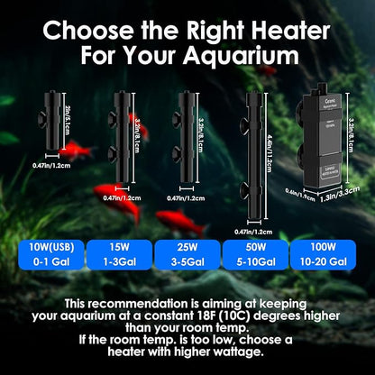 Aquarium Heater 100W Super Small Fish Tank Heater with Digital Display Thermostat, Alumina Ceramic Betta Tank Heater Turtle Heater for 10-20 Gallon Tanks