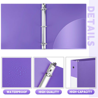 Henoyso 48 Pack 1 Inch 3 Ring Plastic Binders, Bulk Flexible PP Binders for Classroom & School Supplies, Letter Size 8.5 x 11, Holds 240 Sheets with Interior Pocket (Purple)