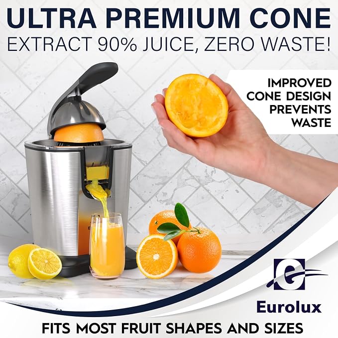 Eurolux Power-Pro Premium Electric Citrus Juicer - With 300 Watts of Power, The Most Powerful Juicer, For An Easy Smooth Juicing Experience | New Updated Design