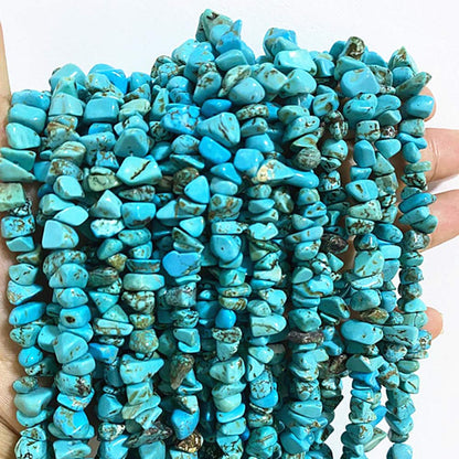 PLTbeads 5-8mm Natral Healing Gemstone Waist Bracelets Necklace Kit Irregular Stone DIY Crafts Design Jewelry Making 1 Strand per Bag Approxi 34 inch (Green Turquoise Chips)