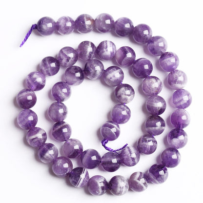 6MM 61PCS Purple Amethyst Dream Lace Beads Natural Quartz Crystal Stone Loose Beads for Jewelry Making DIY Bracelet Grade A+ 15 inches Strand