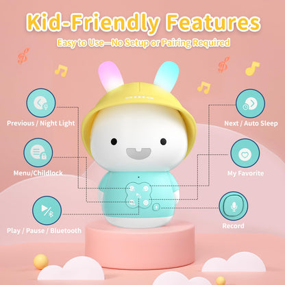 alilo Bunny Kids Music Player, Storytelling Toys for Toddler 1-3-5,Infant Baby Boy Girl Gifts Pre-Loaded 30 Stories/48 Nursery Rhymes/12 Soothing Music,with Nightlight,Bluetooth,Record Function
