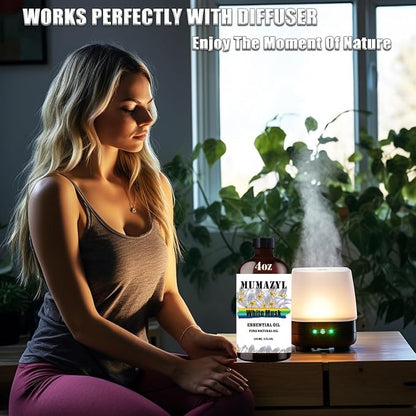White Musk Essential Oil, White Musk Oil 4 Fl Oz 120ML for Diffuser Humidifier Yoga Cleaning DIY Candle Soap Making MUMAZYL Essential Oils