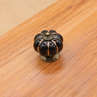 HUAMULAN 8PCS Ceramic Knobs Cabinet Drawer Pumpkin Shape Glazed Cupboard Dresser Pull Handle DIY Decor Kitchen Furniture Door Kids Room