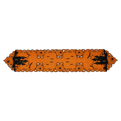 AMARED Halloween Table Runner, Embroidered Spooky Bats Spider Dresser Scarf for Fall Holiday Decoration 13 X 69 Inch