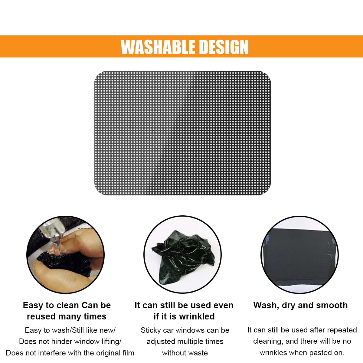 4PCS Car Side Window Sunshade, Block UV Rays Car Privacy Protector, Reuseable Static Cling Film Stickers, Washable Car Window Shade for Baby, Window Tint for Most Vehicles