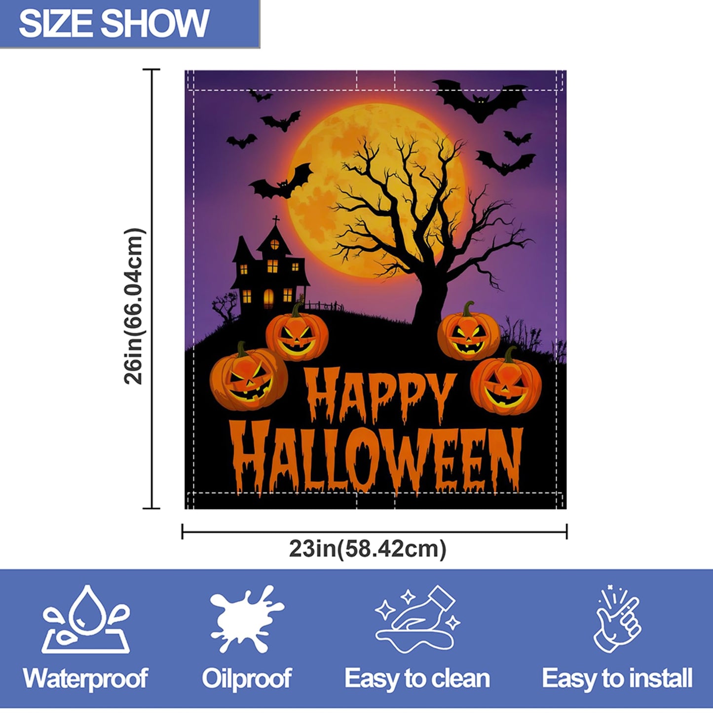 Halloween Pumpkin Bat Dishwasher Magnet Cover,Front Dishwasher Cover Decoration Reusable Decorative Magnetic Cover for Home Kitcen Appliance 23x26 Inch