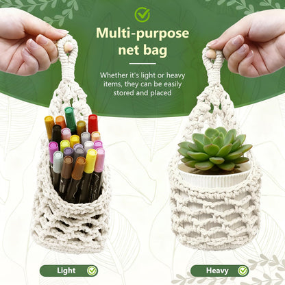 HOREAKHJ Macrame Wall Plant Hanger, Hanging Planter Basket Holder, Wall Planters for Indoor Plants, for Up to 4 Inch Pot (Ivory, 4-Inch)