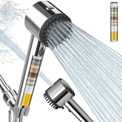 Cobbe Filtered Shower Head with Handheld, 5 Spray Mode Showerhead with Filters, Built-in Power Wash for Hard Water - Remove Chlorine - Reduces Dry Itchy Skin, Chrome
