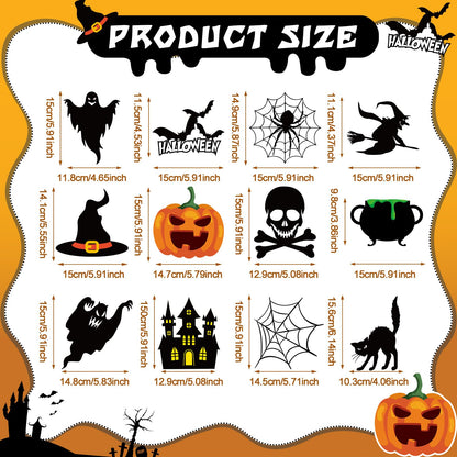 Dinifee 60 Pcs Halloween Cutouts Paper Bulletin Board Cutouts Decorations Ghosts Pumpkin Skull Shaped Die Cut Wall Decor for DIY Craft Halloween Party School Classroom Bulletin Board Decorations