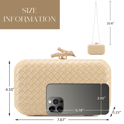CHUNLI Clutch Purses for Women Evening/Wedding Chic Woven Bag Formal PU Leather Purse Designer Handbags for Women