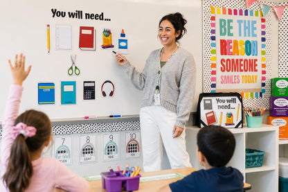 Fun Express Classroom Magnets for Whiteboard - 21 Piece Educational Supply Management Set for Elementary Teachers | Magnetic School Supplies with Visual Icons Student Organization Learning Activities