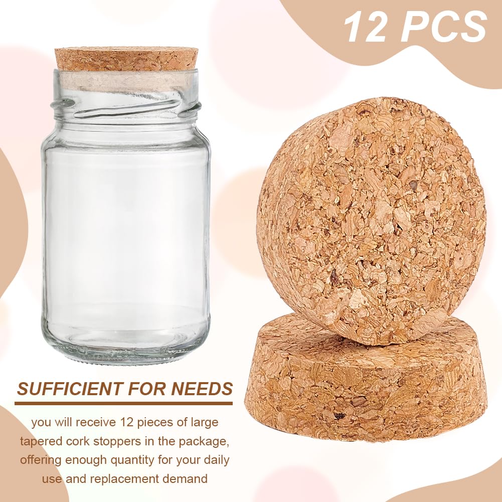 BENECREAT 12 Pcs Cork Bottle Stoppers, Cork Plug, Replacement Corks for Wines, Decorative Bottles, Jars, Arts, DIY Crafts, 2.2 inch in Diameter