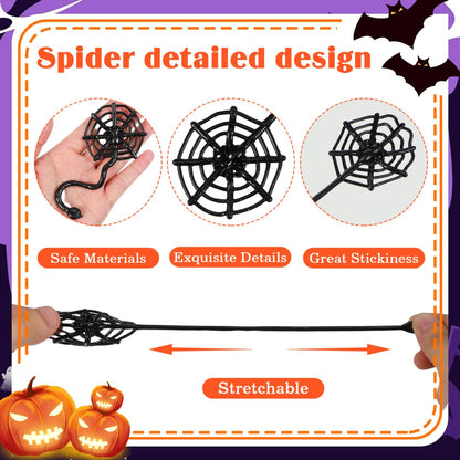 BESPORTBLE 20Pcs Halloween Spider Web Sticky Hands - Stretchy TPR Elastic Toys for Kids, Party Favors, Goodie Bag Fillers, Trick or Treat Prizes, Classroom Rewards, Halloween Decorations
