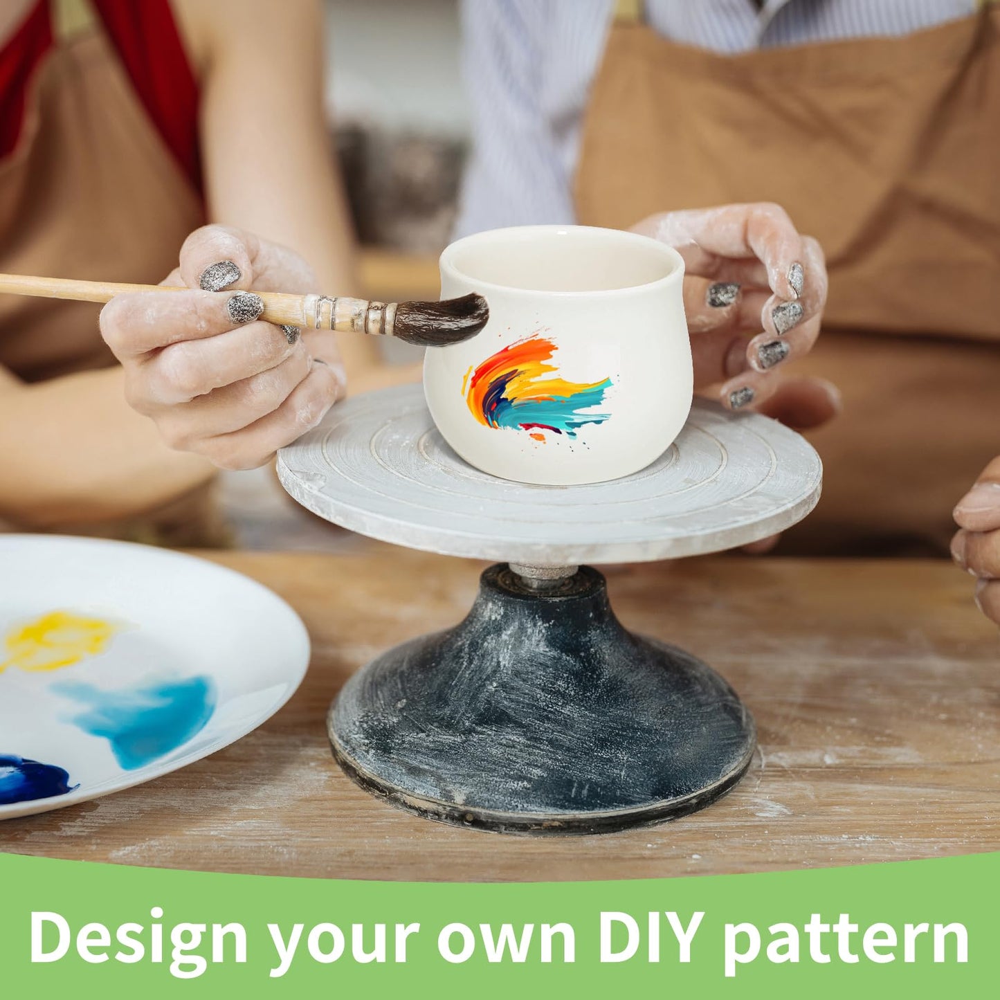 SHECIPIN Succulent Plant Pot, White Mini 2.6 inch Ceramic Flower Planter Pot with Bamboo Tray, Pack of 8 - Plants Not Included