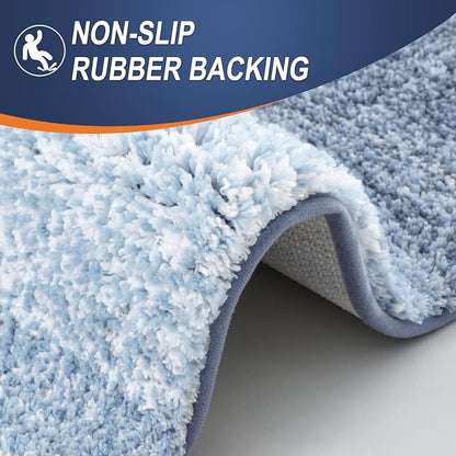 OLANLY Bathroom Runner Rugs Mat 47x20, Extra Soft Absorbent Microfiber Bath Rugs, Rubber Backing, Quick Dry, Washable Long Bath Mats for Bathroom Floor, Tub and Shower, Home Decor Accessories, Blue