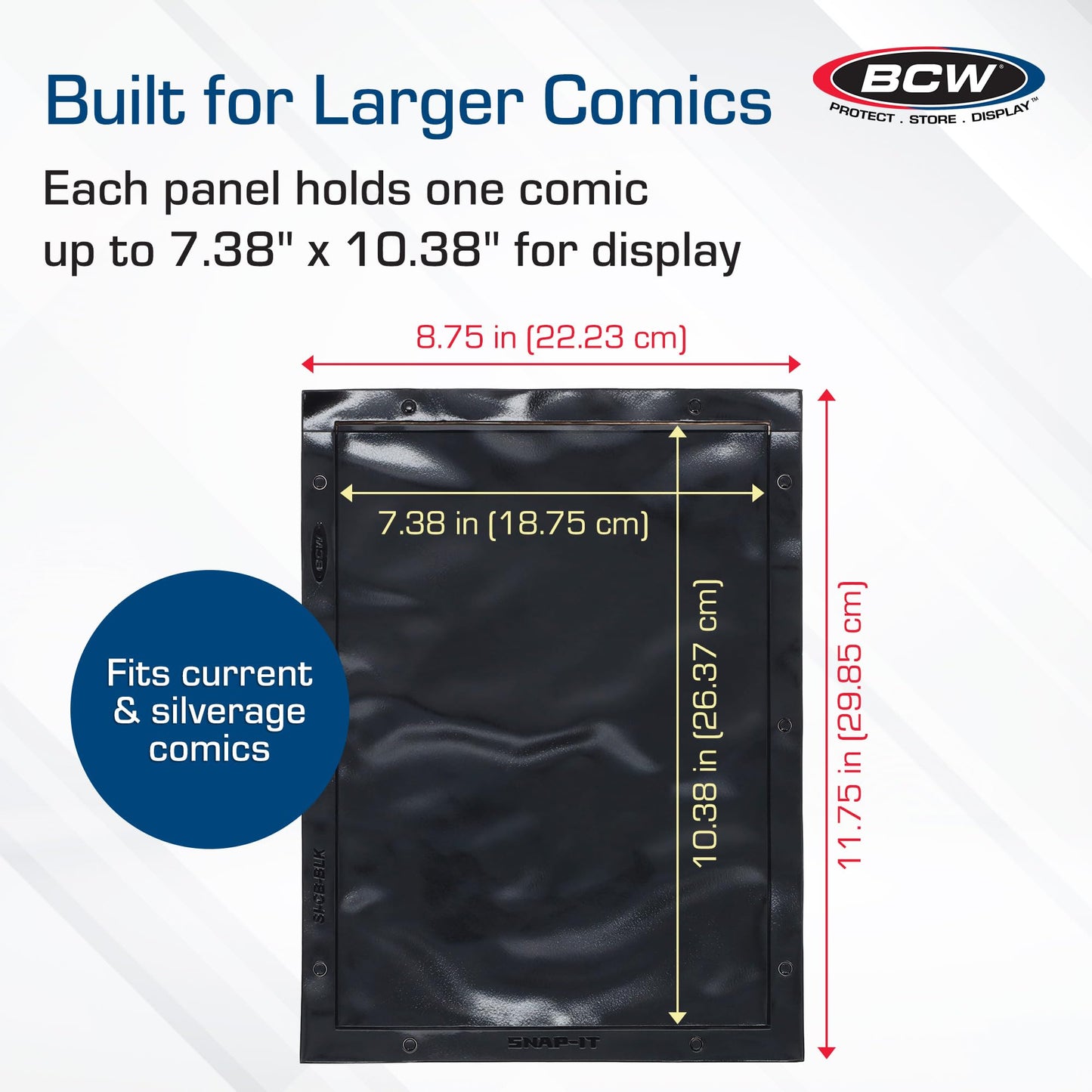 BCW Snap-It Comic Book Display System – 12-Pack | Wall-Mountable Panels for Current & Silver Age Comics | Modular, Binder-Compatible Storage for Collectors