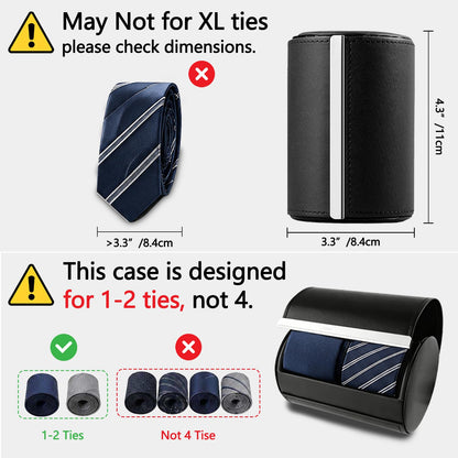 YY YEARCHY Men's Necktie Travel Case, Tie Anti-Wrinkle Organizer Box - Formal Cylinder Shape (Black)
