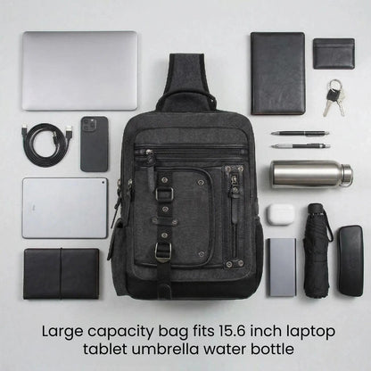 Schkleier Messenger Bag for Men Canvas Sling Bag Crossbody Backpack Laptop Shoulder Bag Hiking Daypacks Casual Tactical
