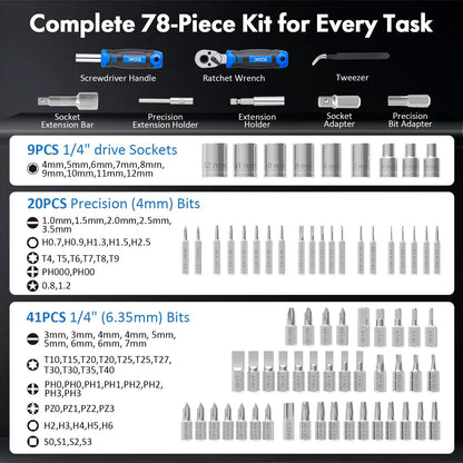 XOOL 132 in 1 Precision Screwdriver Set with Magnetic Driver Kit Professional Electronics Repair Tool Kit for Computer, PC, Mac-Book, Laptop, Tablet, iPhone, Xbox, Game Console