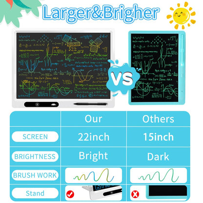 22 Inch LCD Writing Tablet for Kids, Large Drawing Board for Learning &Homeschool, Eye Protection Reusable Writing Pad, One-Click Erase,Educational Toy for Toddlers Travel & Quiet Play