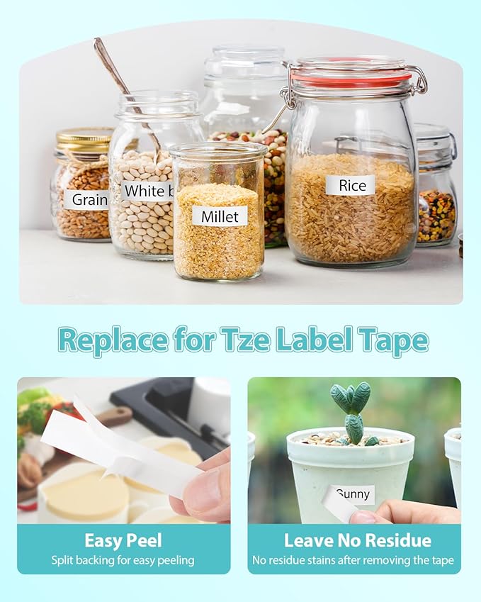 Tze 12mm 0.47 Laminated White Tape Compatible for Brother TZe-231 Label Maker Tape TZ TZe 1/2" Tz-231 Black on White TZE231 for P Touch PT-D220 D210 H110 H100 D200 D400 1280 D610BT Refills, 8-Pack