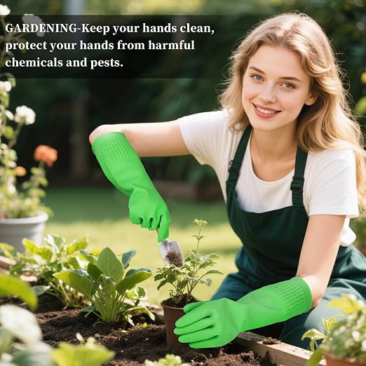 Rubber Gloves for Cleaning – 3 Pairs Reusable Gloves for Dishwashing, Kitchen and Household Tasks, 15-Inch Long (Regular Style, XL(Fits Large Hands))