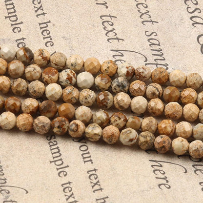 Song Xi 180pcs 2mm Natural Picture Gemstone Beads Faceted Round Loose Stone Beads for Jewelry Making (1 Strand)