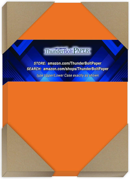 50 Orange Color Cover/Card Paper Sheets - 5 X 7 Inches Photo|Card|Frame Size - 65# (65 lb/Pound) Light Weight Cardstock - Quality Printable Smooth Paper Surface for Bright Colorful Results