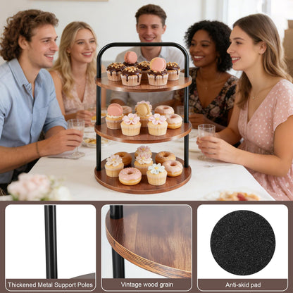 Limengya Wooden Cupcake Stand 2 Pack, 3 Tier Large Cupcake Tower Stand 50 Cupcakes, Dessert Stand Cupcake Display Stand Cupcake Tower for Party, Wedding, Birthday, Halloween, Farmhouse Decor