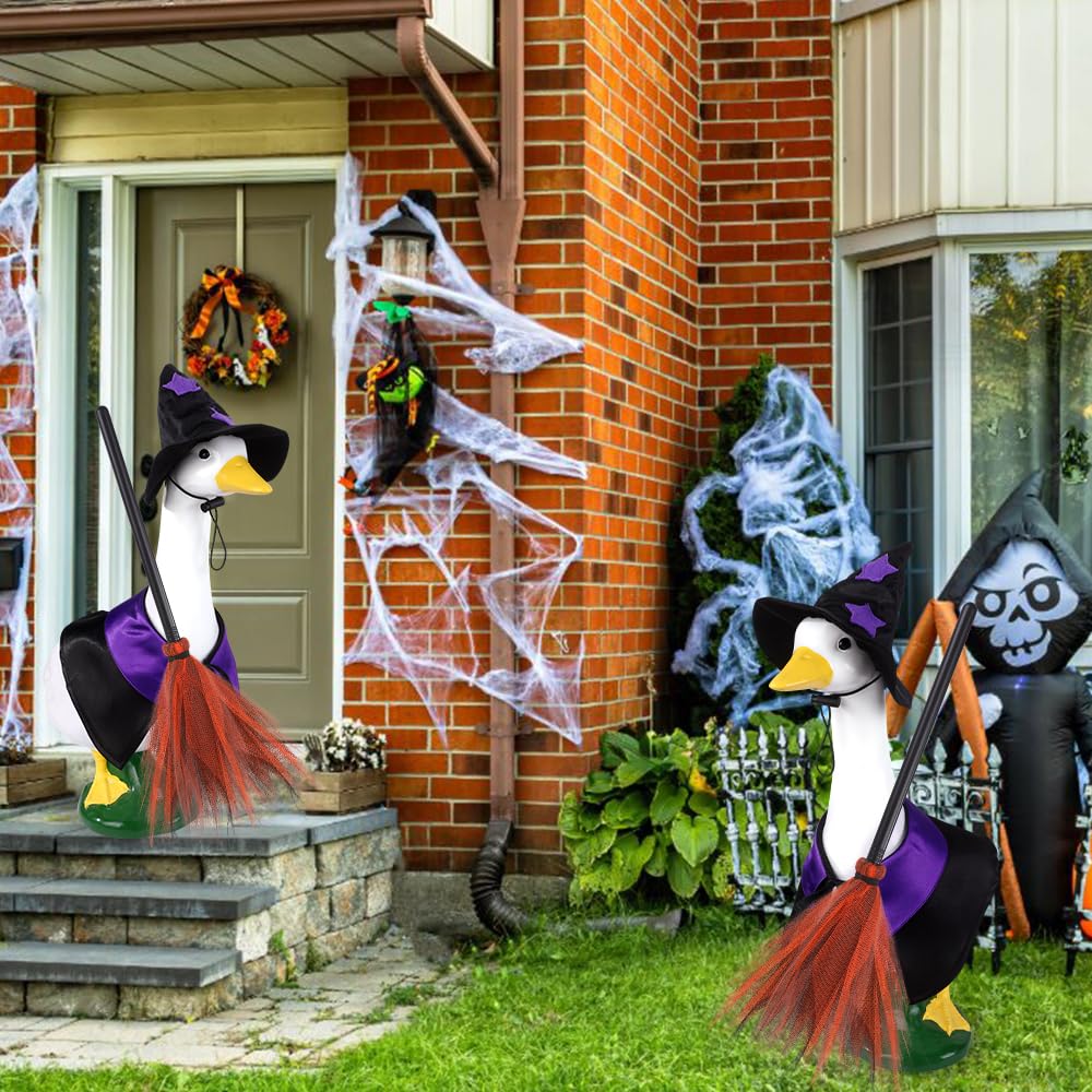 DIYDEC Halloween Goose Outfit Witch Lawn Porch Goose Clothes Fall Halloween Goose Costume for 23" Geese Outdoor Patio Yard Lawn Decoration
