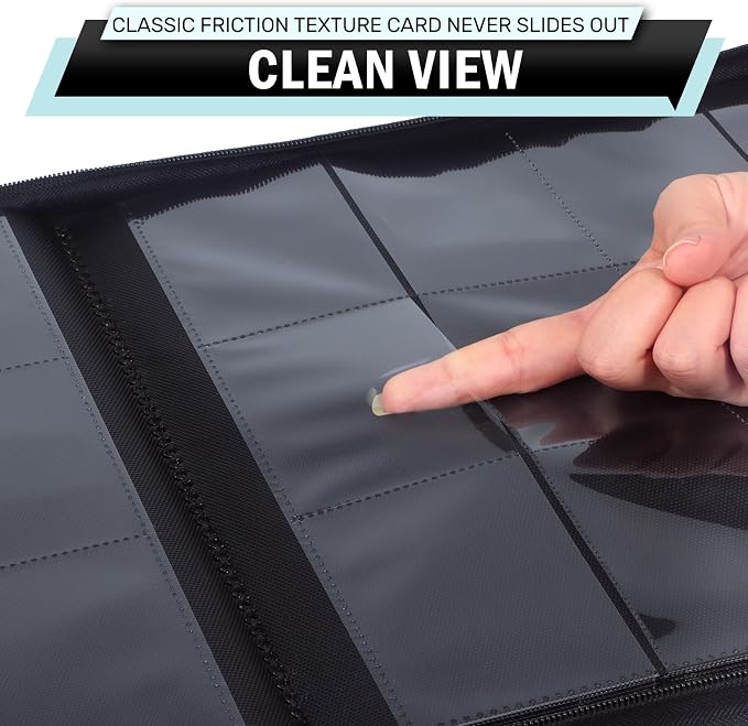 12 Pocket Card Binder, Zipper Trading Card Binder, 720 Large Capacity Side Loading Non-Ring Card Album, Double Sided Acid-Free Card Protector Binder, Card Collection for TCG, MTG, Sport Card, Teal
