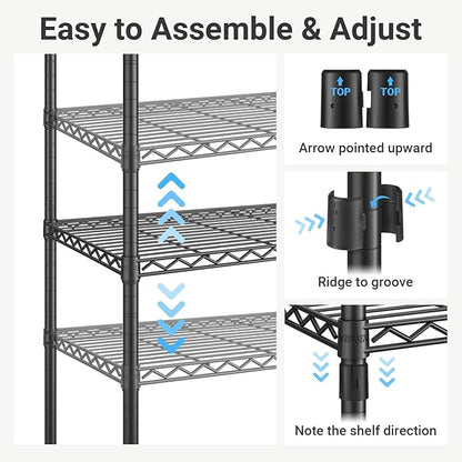 VIPEK V7 Clothes Rack Heavy Duty Max Load 670lbs, Garment Rack with 5 Tiers Adjustable Shelves Portable Closet Metal Sturdy Wardrobe Storage System for Walk-in Closet, Bedroom, Small Space (Gold)