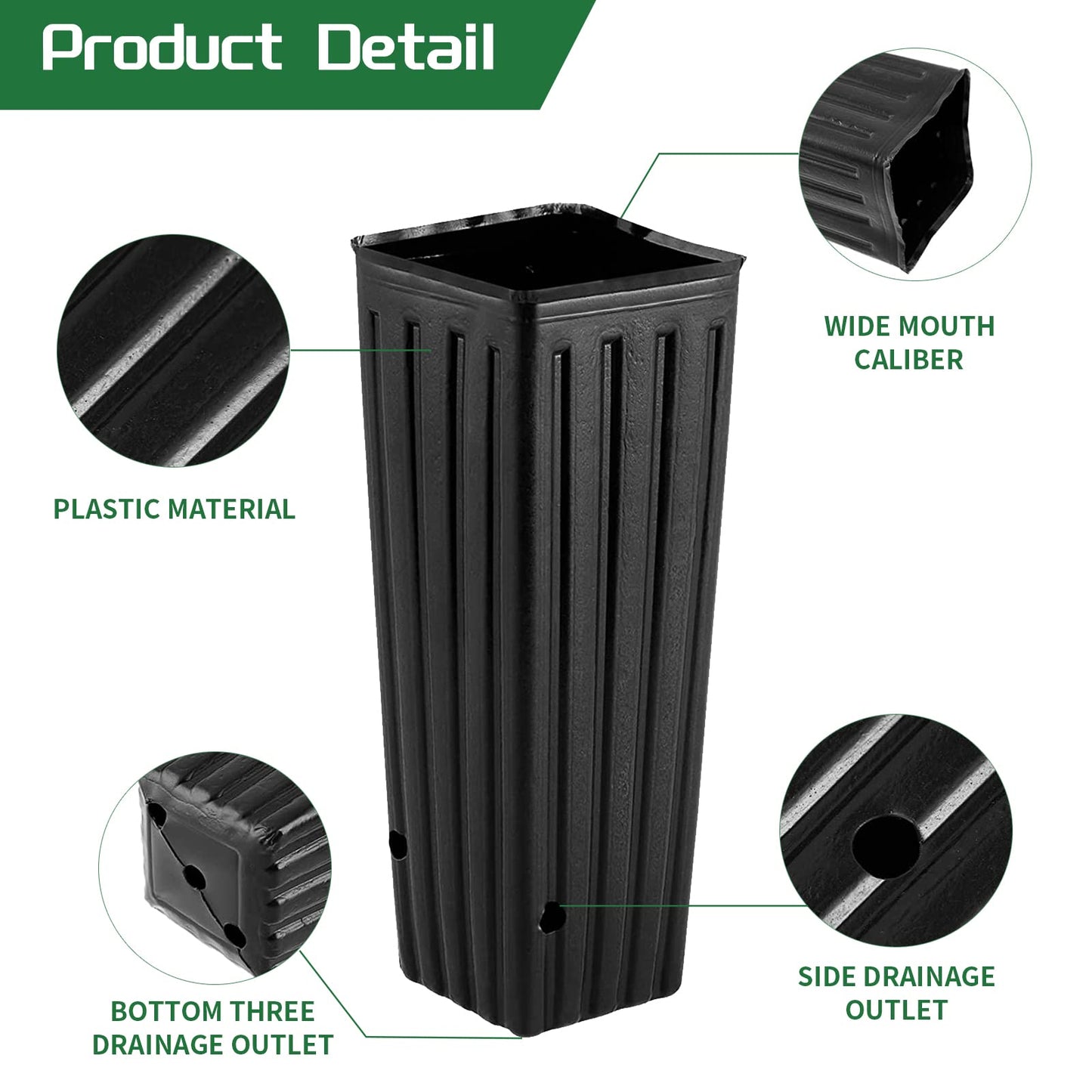 Hzloyat 20 Pcs Plastic Deep Nursery Pots,9.8" Tall Tree Pots,Tall Nursery Tree Pots Plant Deep Seedling Pots, Flower Plant Container Pots with 3 Pcs Garden Tools for Indoor Outdoor Use