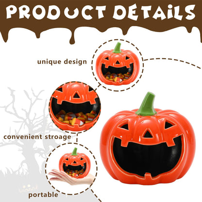 JarThenaAMCS Halloween Candy Dish Holder Pumpkin Ceramic Dish Orange Black Candle Holder for Trick or Treat Halloween Tired Tray Decor