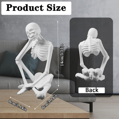 FVFVAHO Skeleton Thinker Statue Resin Sculpture - Abstract Desk Decor for Office & Home, Meditation Room Decor, Unique Gothic Art Collectible