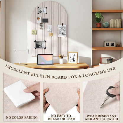 JBER Large Arched Felt Bulletin Board 36" x 24" - 6 Pack Felt Wall Tiles, Cork Board Alternative to Use in Office & Home Decor, Classroom Decor, Vision Board to Display Your Photos(Light Camel)