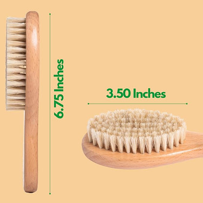 GranNaturals Boar Bristle Soft Cat Brush for Indoor, Outdoor, Short Haired Cats, Kittens, Small Dog, Rabbit, Furry Pets - Gentle Grooming on Sensitive Hair Coat & Tail with Durable Wooden Handle